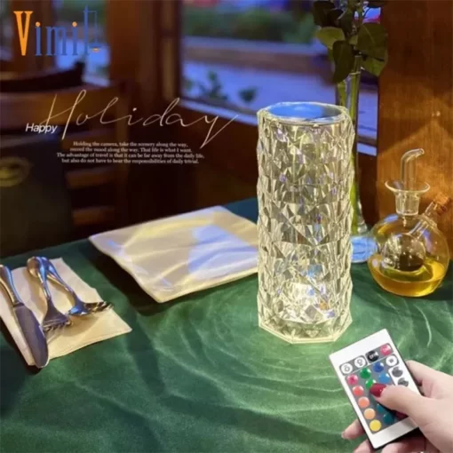 Shimandshine Crystal Lamp Diamond Light Projector 16 Colors Touch & Remote Control
