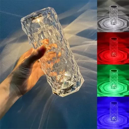 Shimandshine Crystal Lamp Diamond Light Projector 16 Colors Touch & Remote Control