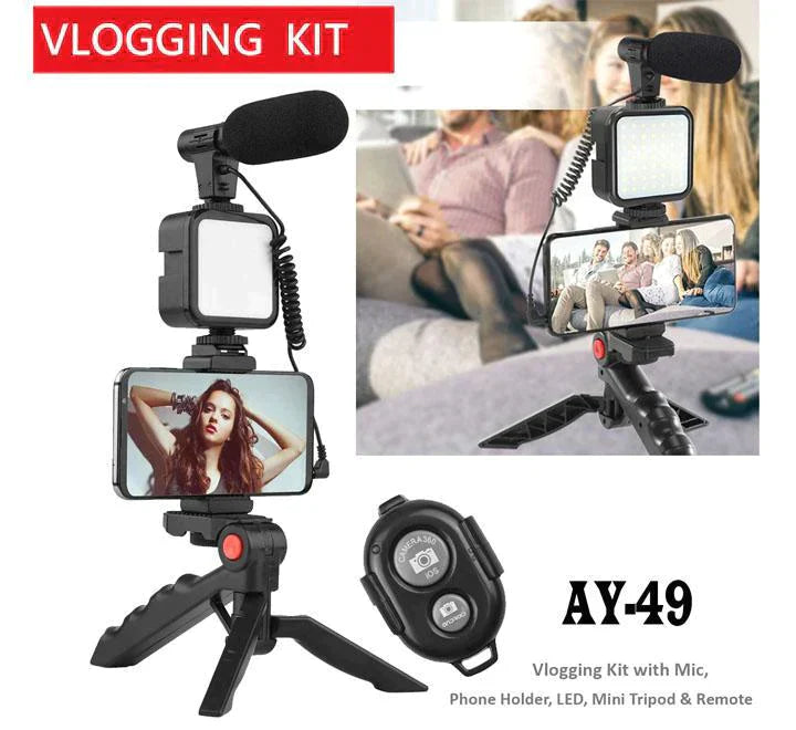 ALL IN ONE AY-49 Vlogging Video Making Kit for Live Streaming Vlogging Self-Portrait Photography, Video Making kit,